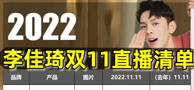 2022双11李佳琦直播清单