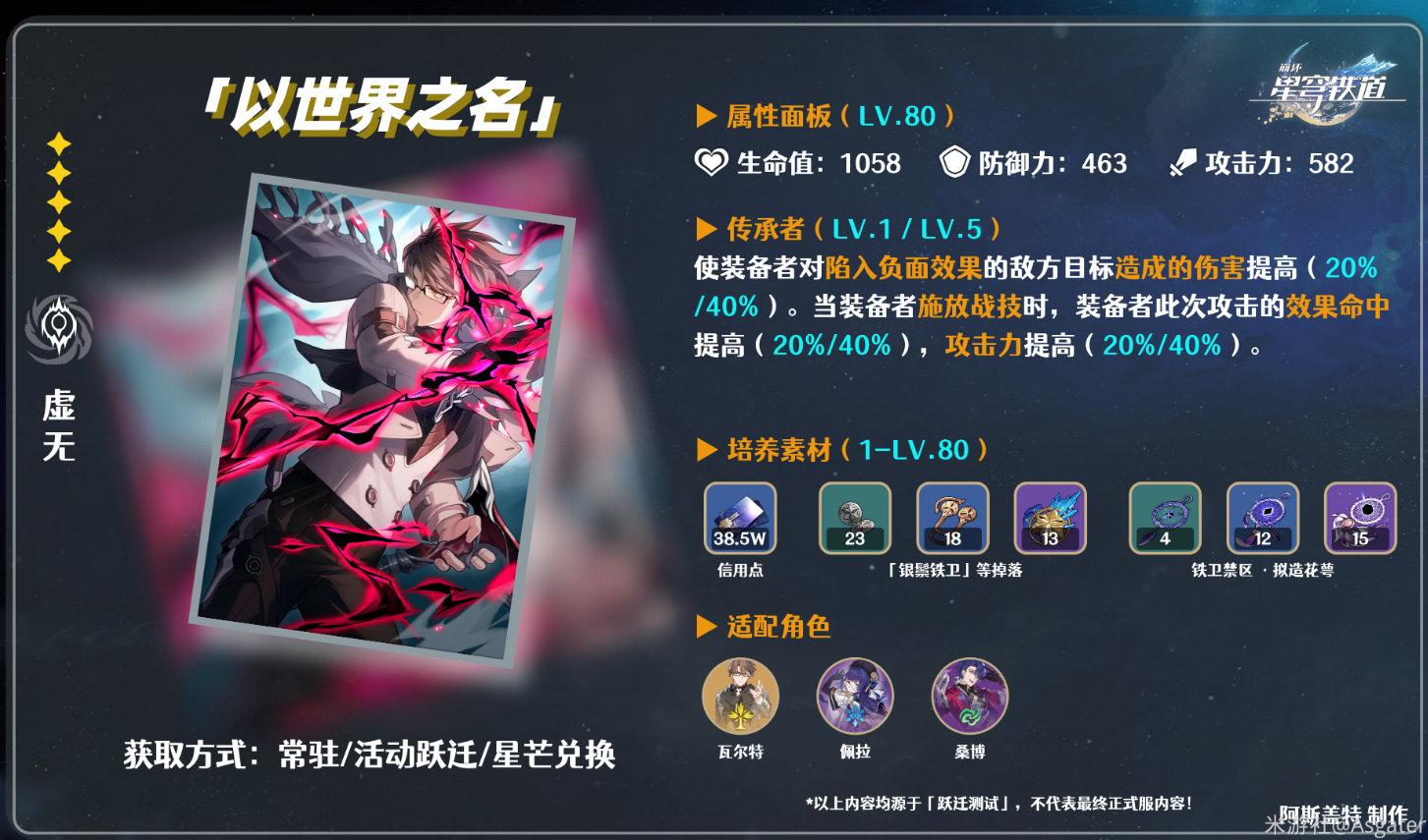 崩坏星穹铁道光锥以世界之名怎么样