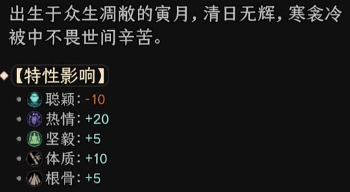 《太吾绘卷》出生月特性影响整理